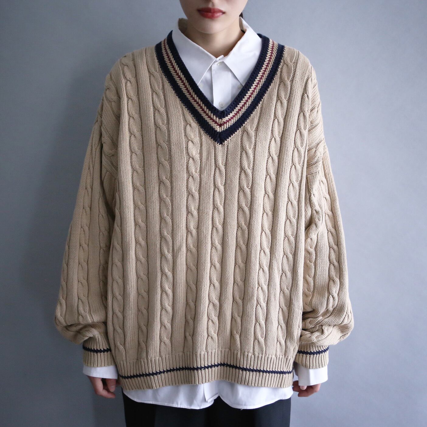brown beige cable knit children sweater