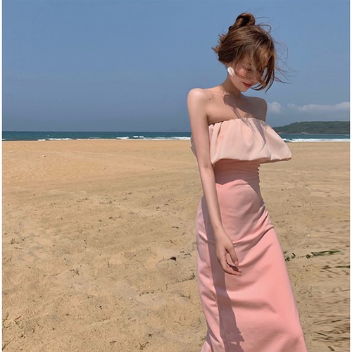 結婚式ドレス 演奏会ドレス ロングドレス 大きいサイズ パーティードレス ハイウエスト ノースリーブ チューブトップ お呼ばれ フォーマル きれいめ エレガント 無地 ロングワンピース ロング丈