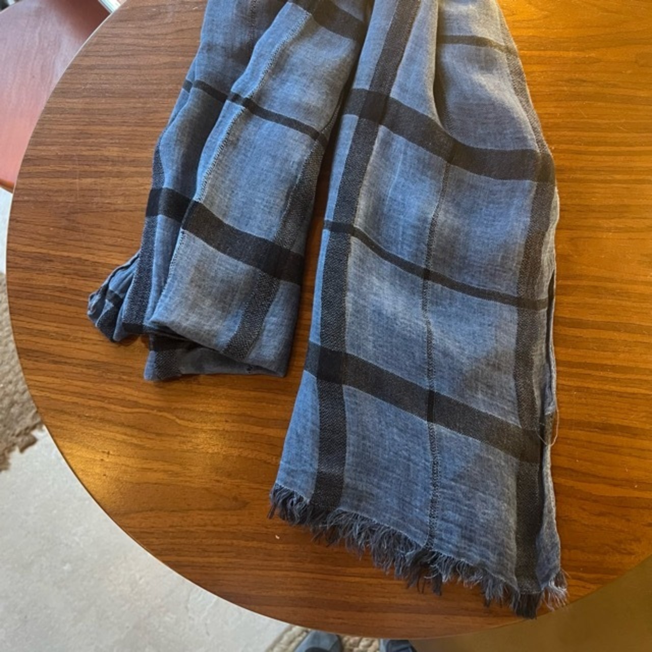 TOPANGA Accessory　Cotton & Linen Scarf　CHECK　Blue　コットン＆リネンスカーフ　チェック　ブルー　scarf　スカーフ　