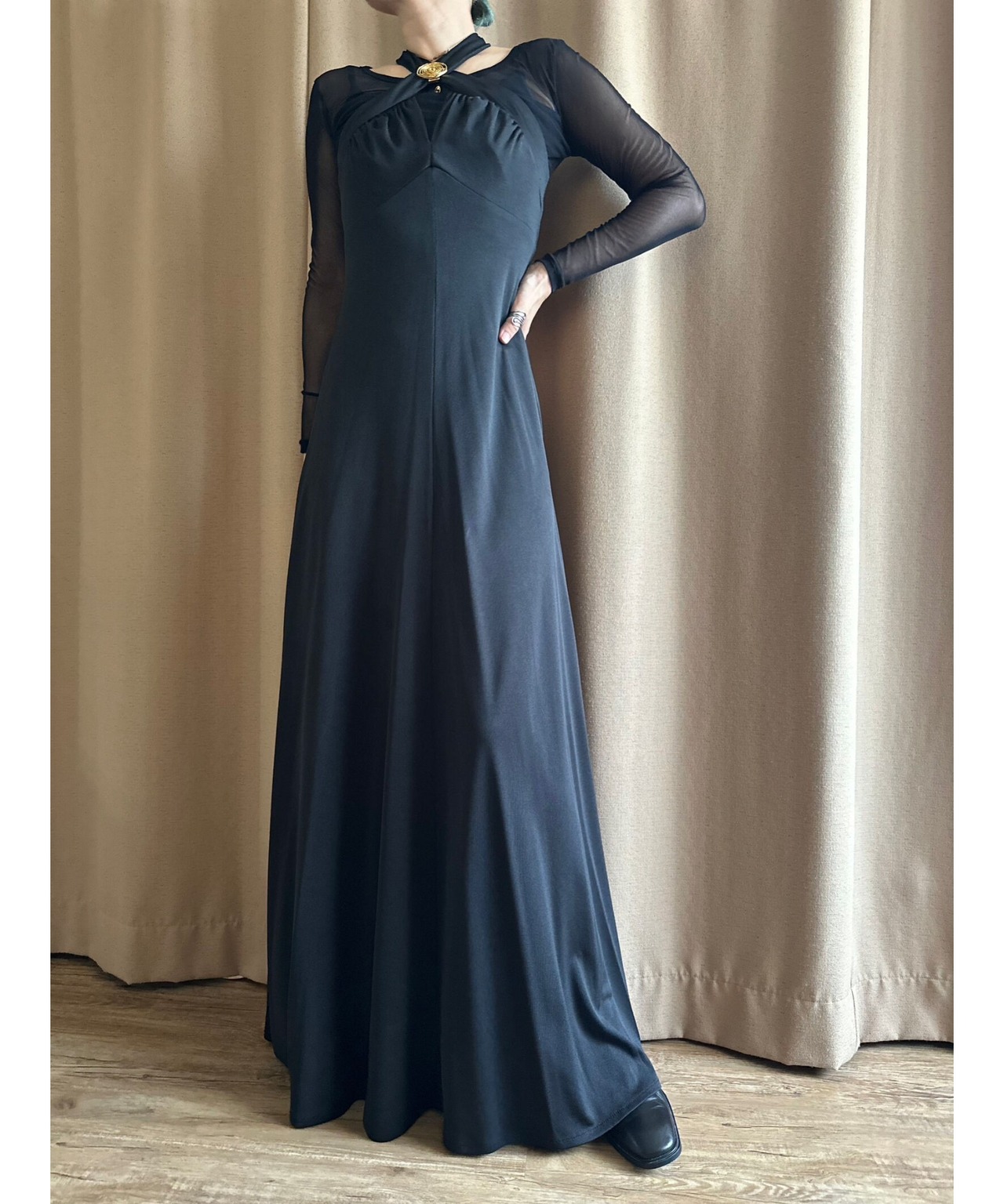 MADE  IN ENGLAND cross neck maxi dress-3615-8