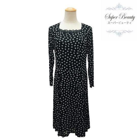スーパービューティ Super Beauty 小花柄 パワーネット ワンピース ブラック Ll 44 大人かわいい服 Gold Smith