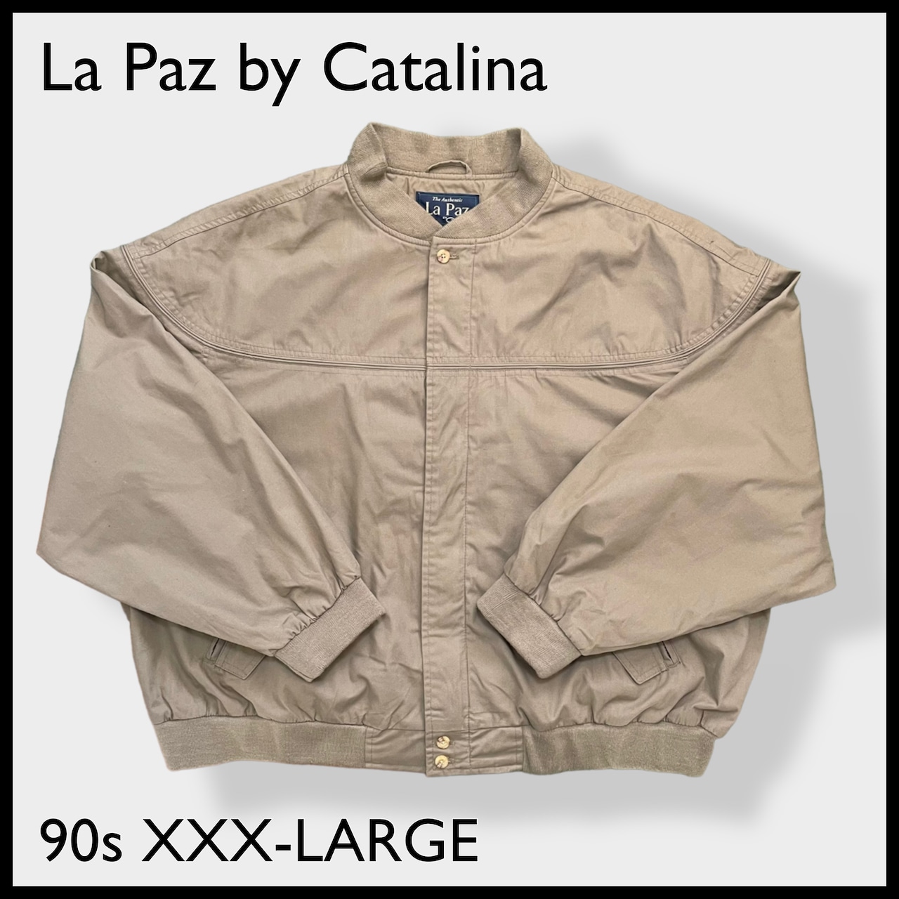 【La Paz by Catalina】90s ダービージャケット ブルゾン ジャンパー カップインショルダー アウター 3XL ビッグシルエット 極太アーム ゆるだぼ オーバーサイズ カタリーナ 西海岸 パンクス スケーター アウトロー 80s US古着