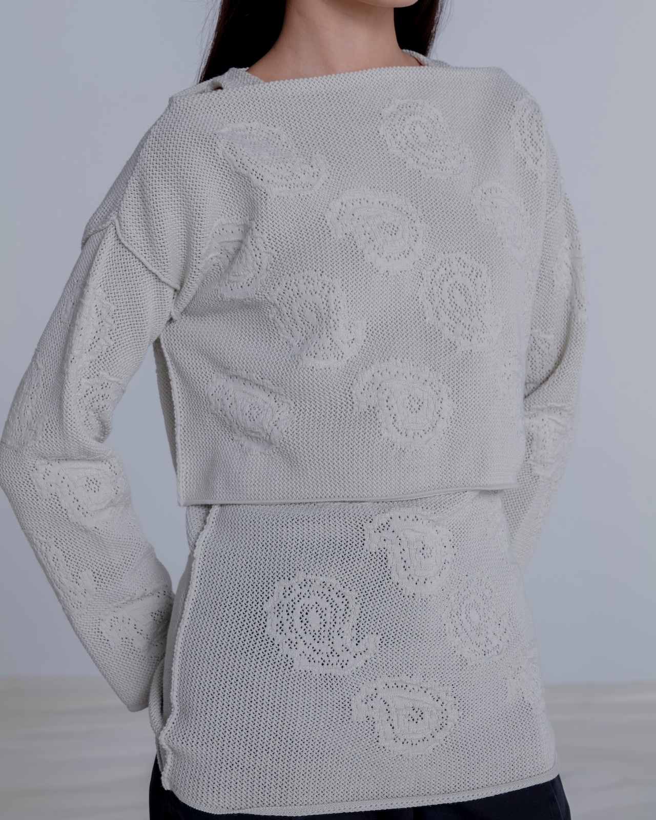 TAN/26SS-11 PAISLEY KNIT TANK TOP MIST BLUE