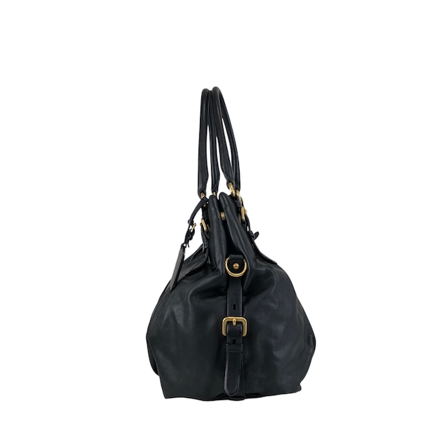 PRADA プラダ ショルダーバッグ ブラック ロゴ レザー ホーボーバッグ vintage ヴィンテージ オールド k2n6cf
