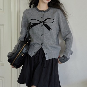 ribbon long sleeved knit cardigan