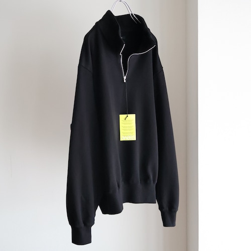 awasa “ スーピマエイジングコットン ハーフジップ スウェット ( Black )”