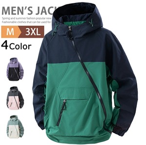 ウィンドブレーカー 薄手 マウンテンパーカー メンズ 4色 M-3XL  ジャケット　防風 撥水 アウター カジュアル 26LT1113