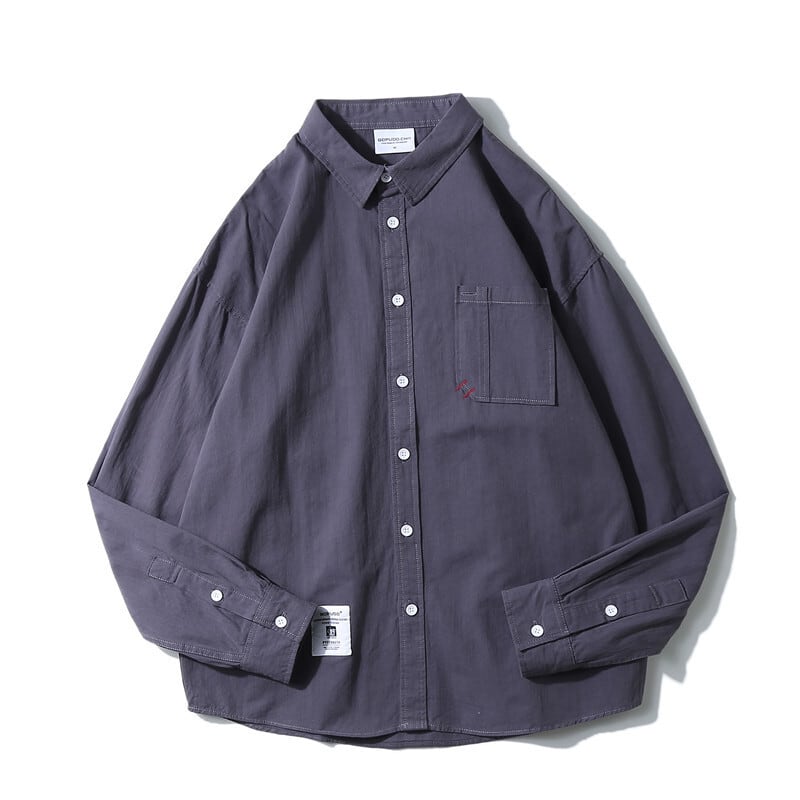 【新作】【送料無料】 Yidaoヴィンテージ春新作メンズファッションブランド長袖シャツピュアカラーシンプルカジュアルオールマッチツーリングシャツ-Alibaba ロング スプリング 春物 ビンテージ hip6-161134504338091