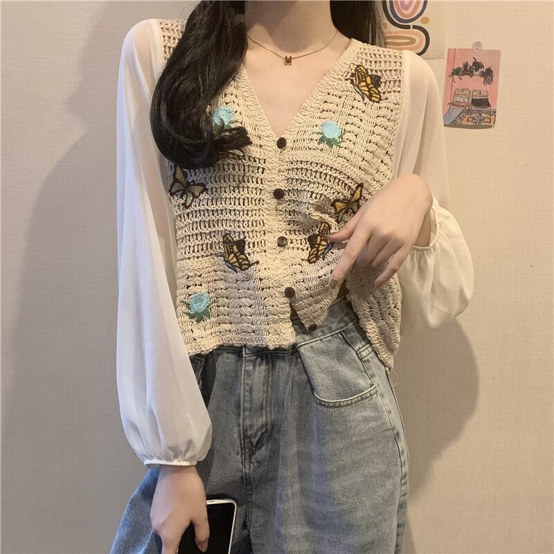 シフォンシャツ ショートトップス スプリングオータムスタイル ロング 春物 秋物 試着室62646099799