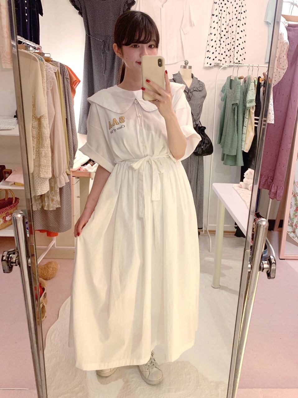 remake / like blouse white T onepiece