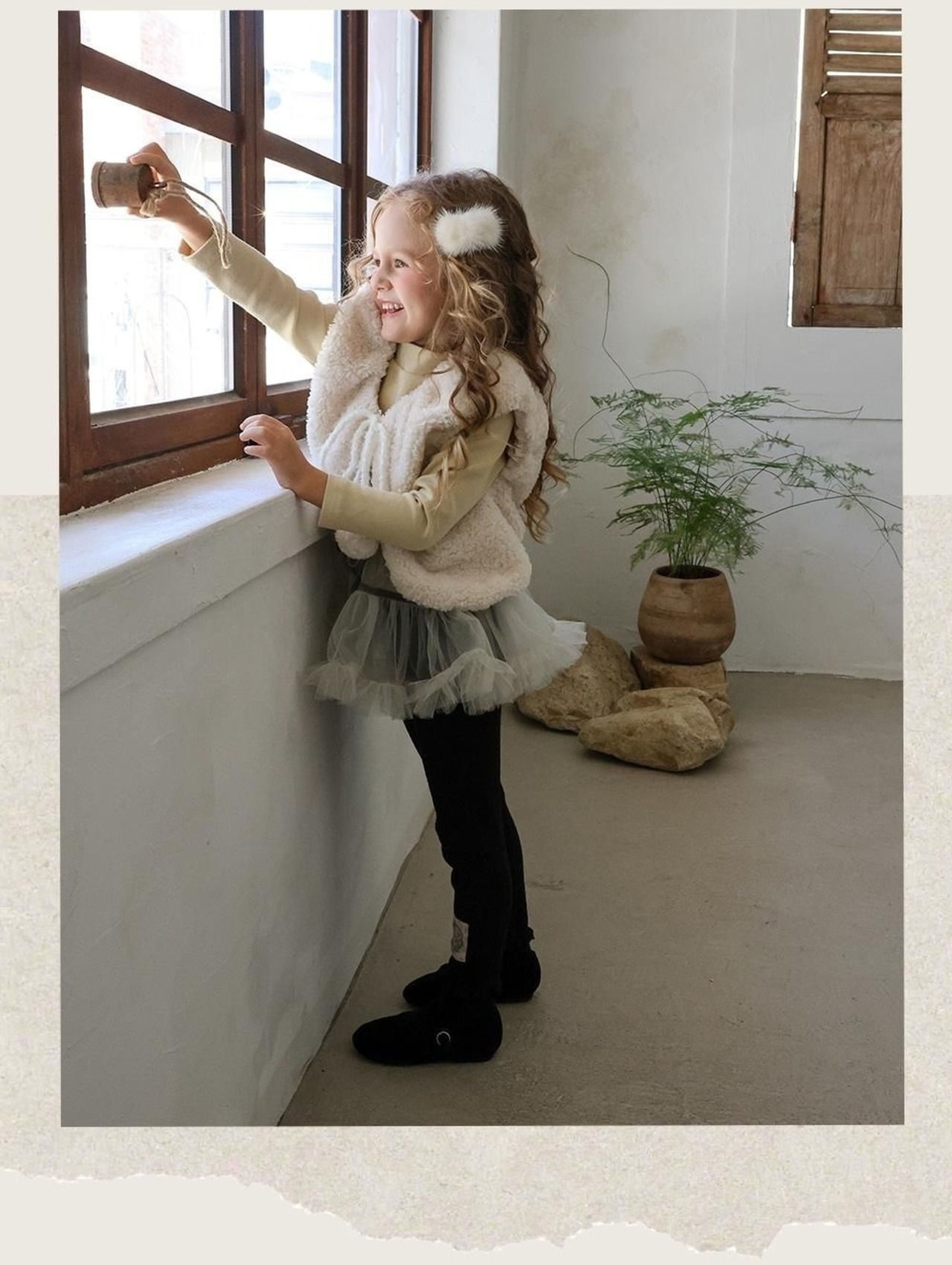 韓国子供服 / 26winter / puella FLO / ミンクリボンヘアピン / キッズ / 冬服 *FREE*