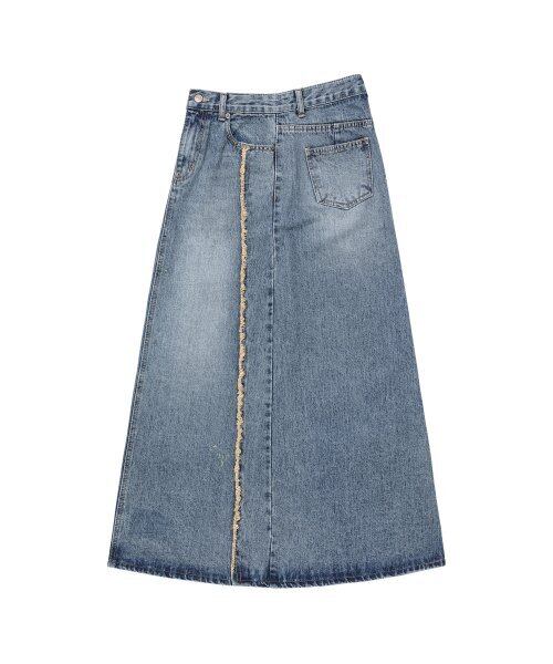 ☆TWICE モモ 着用！！【WOOALONG】Tin denim maxi skirt - INDIGO