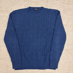 RALPH LAUREN CASHMERE CABLE SWEATER BLUE