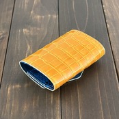 クロコダイル コンパクトウォレット アンバーイエロー
