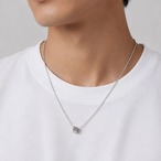 予約 メンズ ネックレス キューブ シルバー ステンレス 58cm ペンダント 韓国 カジュアル きれいめ Tシャツ シャツ ニット y12118