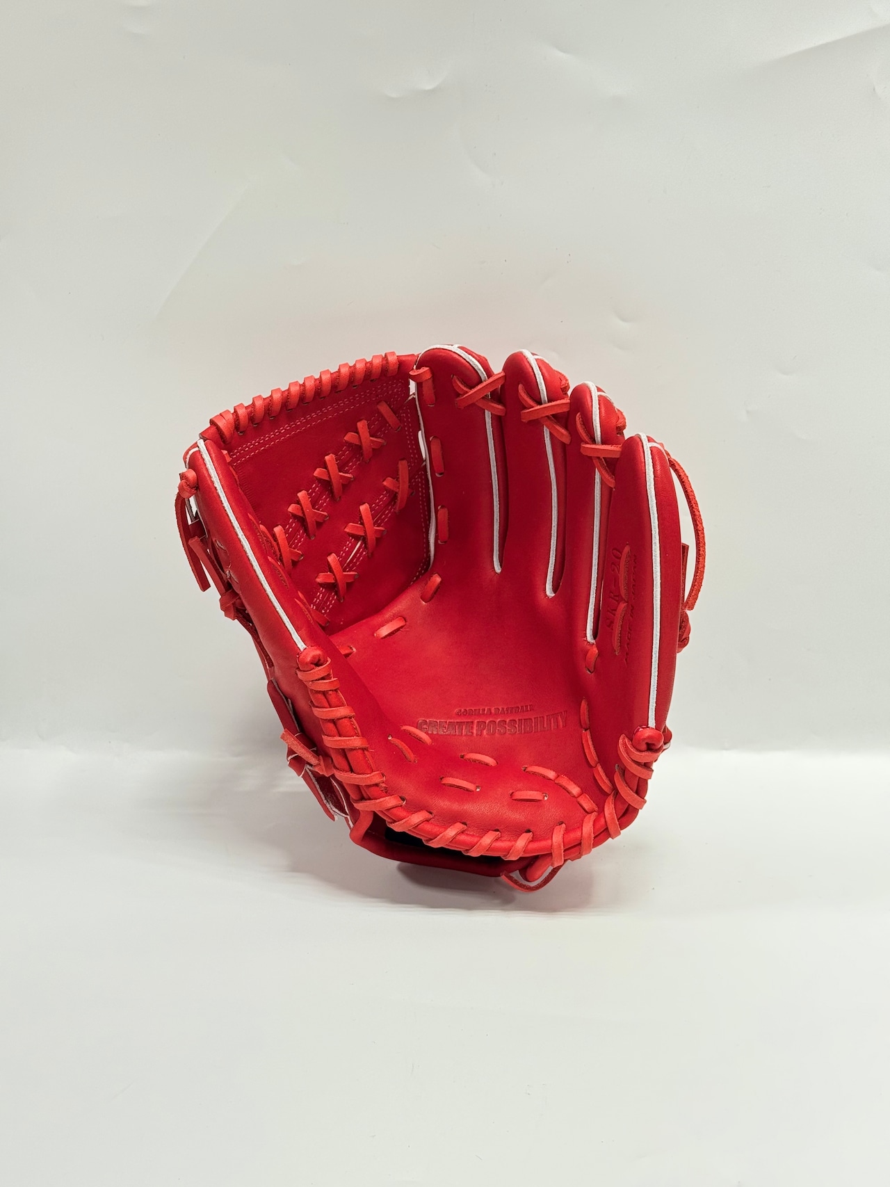 ごりら印の野球道具 限定硬式グラブ 高校野球対応 SKRー20型 右投げ用 レッドオレンジ×レッドオレンジ・画像7