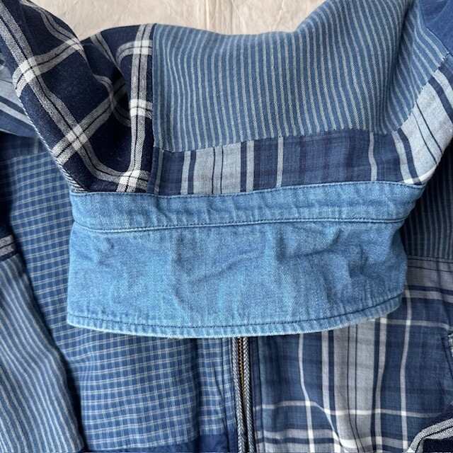 Polo Ralph Lauren ポロラルフローレン パッチワーク ボンバージャケット スイングトップ インディゴ 古着 XL 画像13