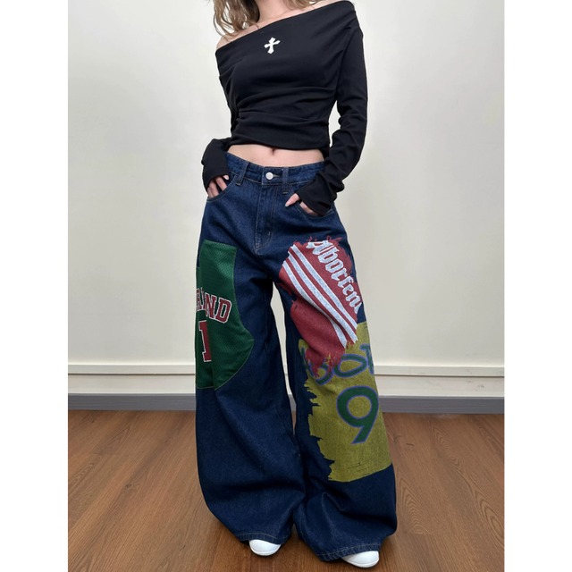 mesh patch graphic denim　メッシュパッチグラフィックデニム　J1685