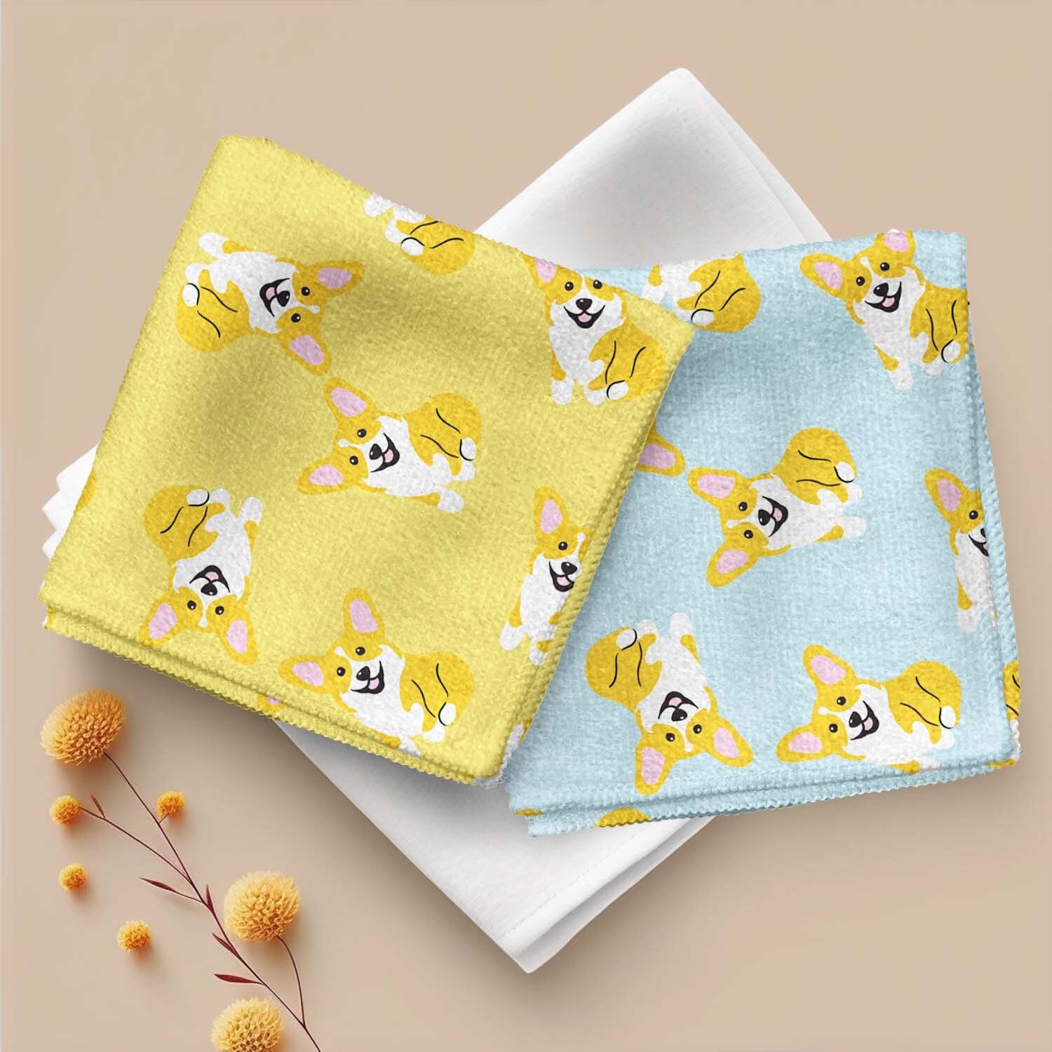 パターン柄 犬種選べる ハンカチ 】パステルカラー 2枚セット 犬