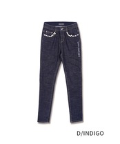 【ATELIER LINE】パール×ペイントウエストゴムスキニーデニム　CQ-48086H