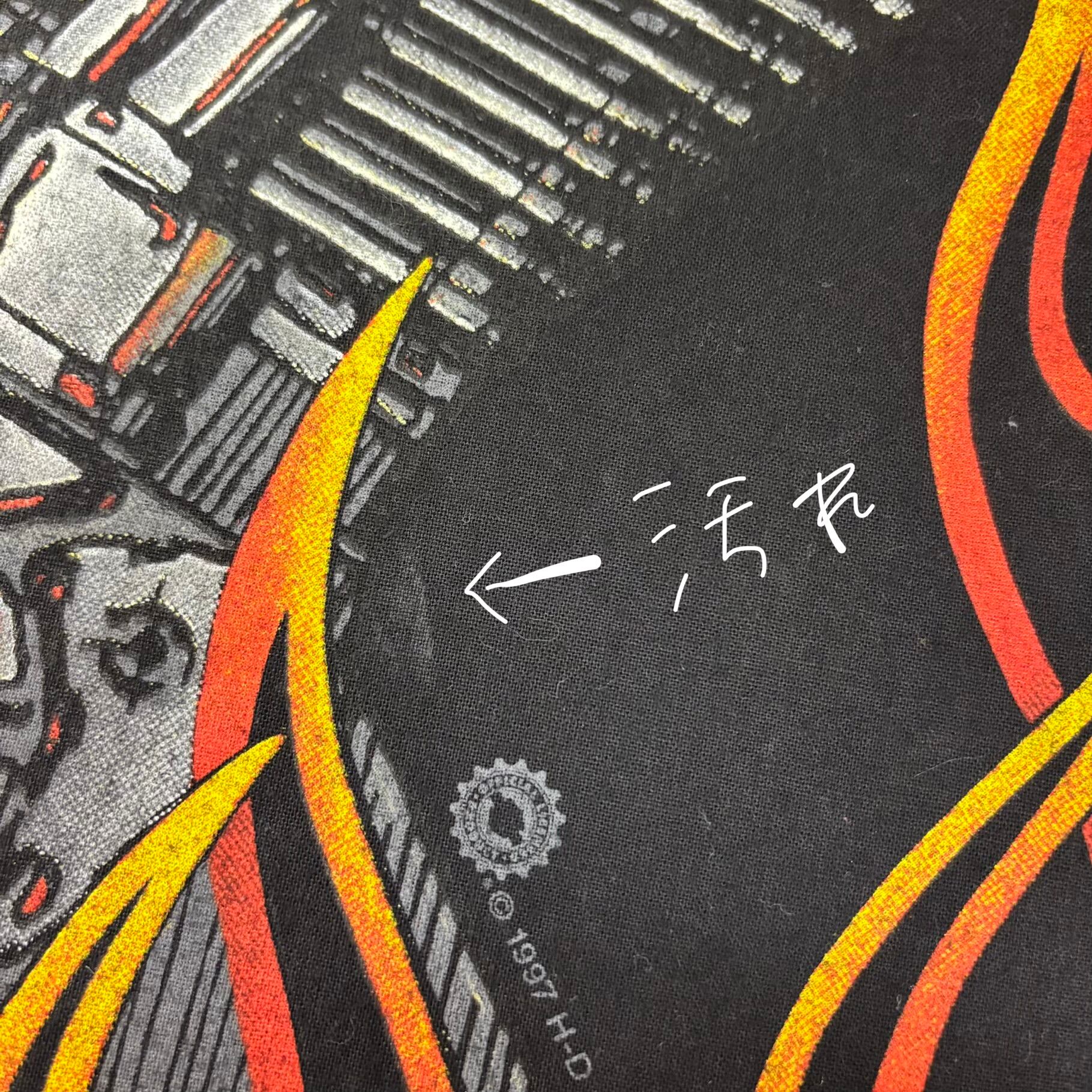 90s USA製 HARLEY DAVIDSON V2エンジンファイヤーパターン大判バンダナ