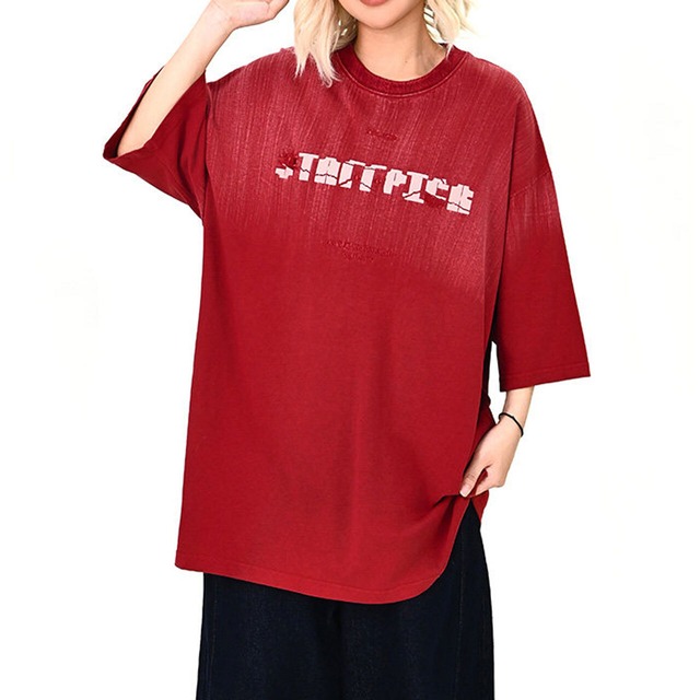 フェードタッチレタリングオーバーTシャツ 2col   R01690