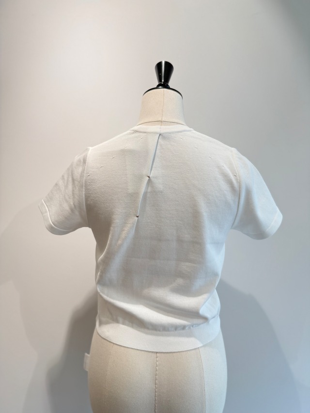 TAN/26SS-1 COMPACT KNITTED TEE OFF WHITE