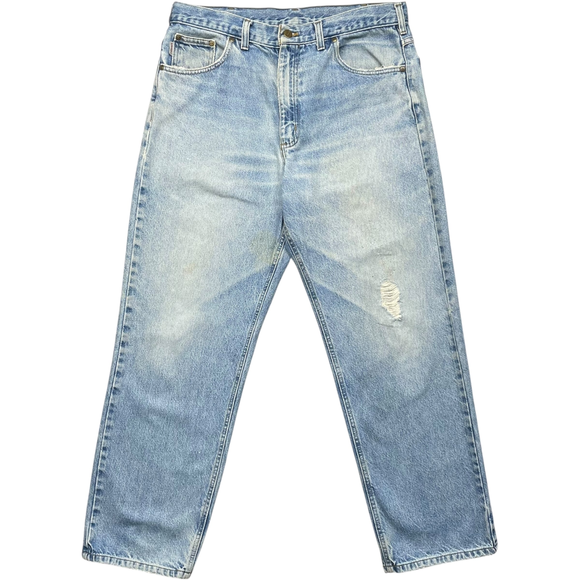 《実寸W36 L29》Carhartt カーハート デニムパンツ ペインターパンツ ダメージ 色落ち ライトブルー no.8805