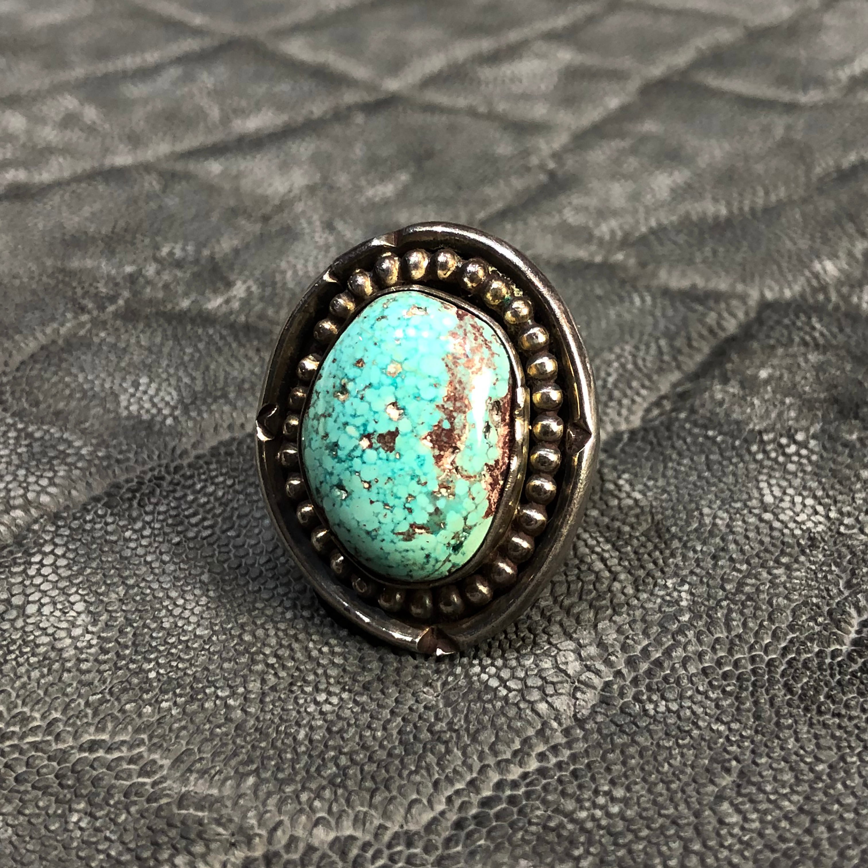 NAVAJO族 アーティスト作 ビンテージターコイズリング 17.5号 シルバー  