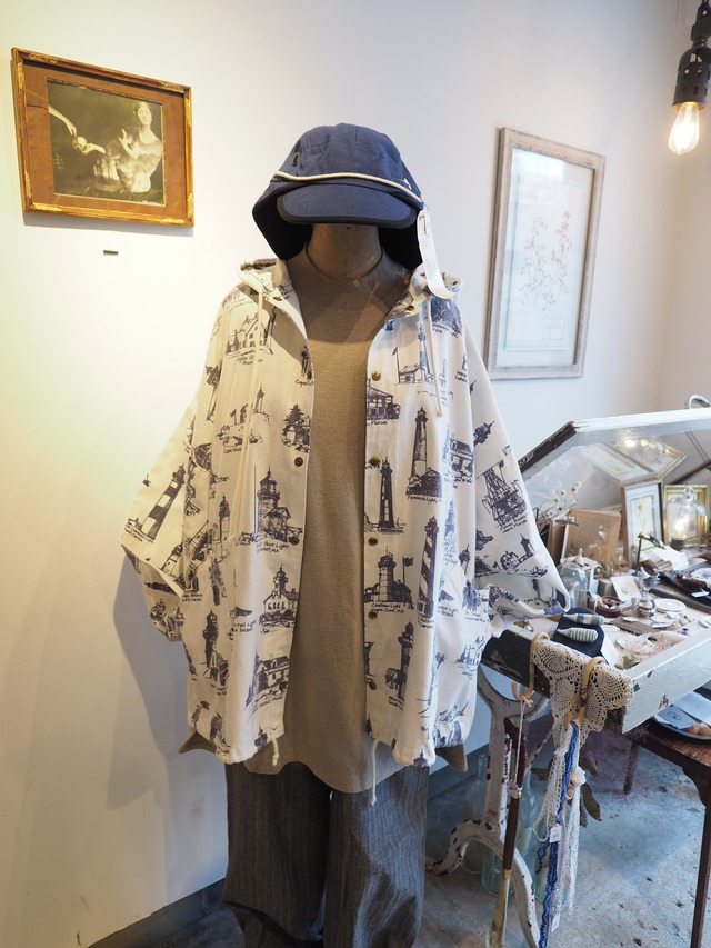 1990’s USA MICHIGAN RAG Co. Lighthouse Print Hooded Jacket／XL？