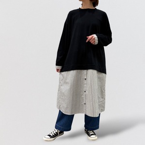 pousse cotton x random stripe combination one piece