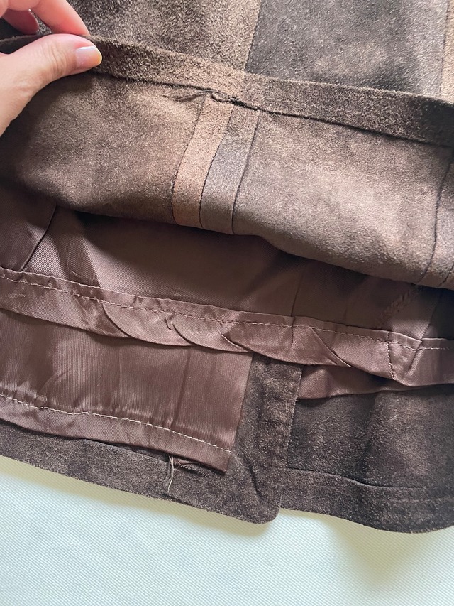 70s Italy "SITELLI" Suede Wrap Mini Skirt