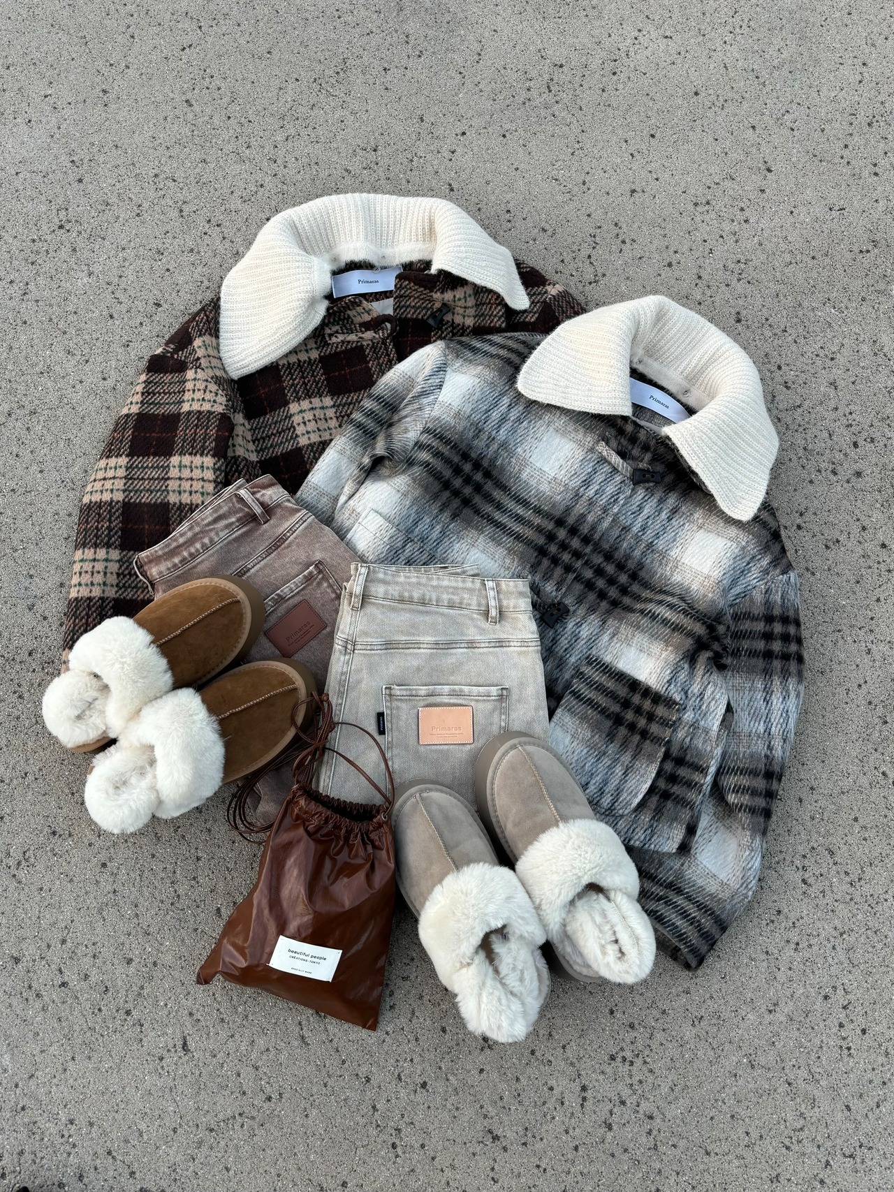 2way check middleJK／beige