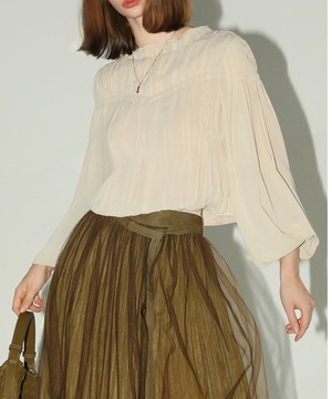 プリーツ◆リボンブラウス【t-10359】