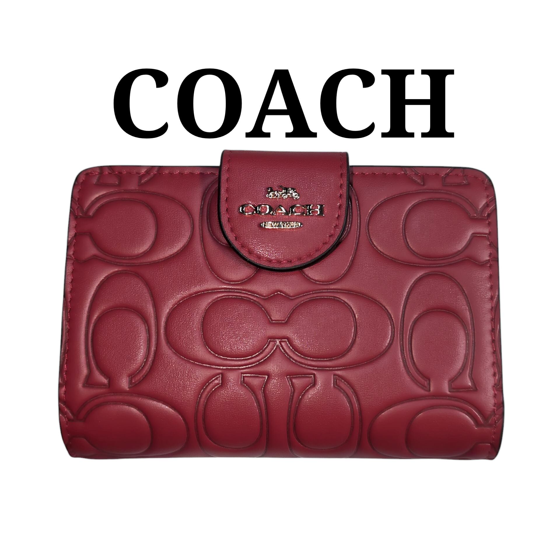 COACH - COACH コーチ シグネチャー ラウンドファスナー 長財布 レッド 