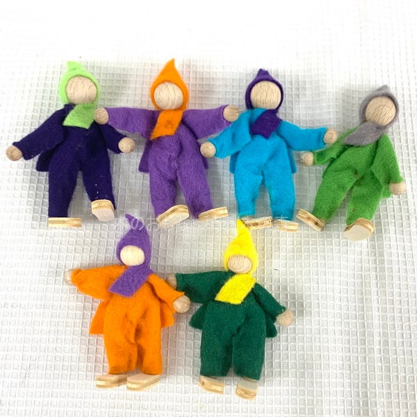 マジックウッド フェルトの小人セット 6体 ドールハウス 積み木遊び