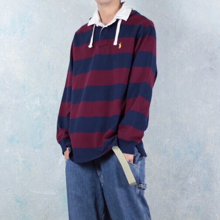POLO Ralph Lauren ボーダー柄 ラガーシャツ Polo by Ralph Lauren フーデッド ボーダー柄 ラガーシャツ 【FF-2885