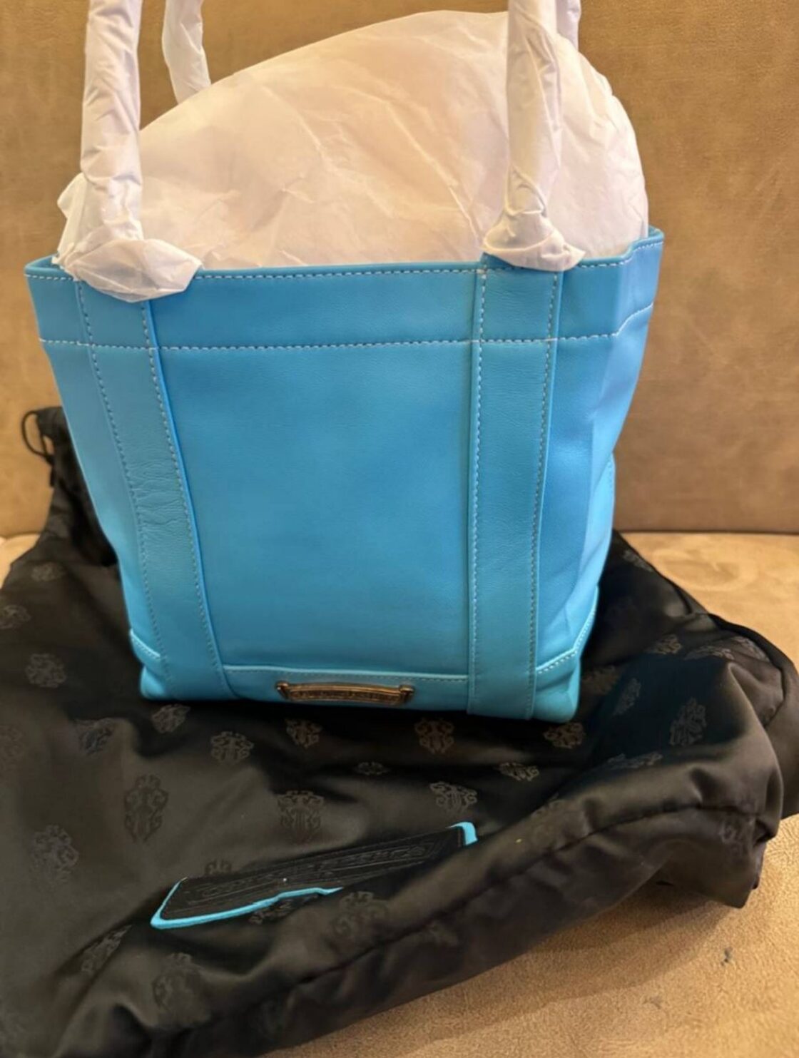 CHROME HEARTS クロムハーツ MINI TOTE BAG LEATHER BLUE ミニトート 