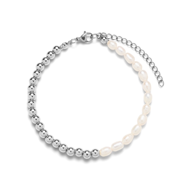 Natural freshwater pearl half anklet silver