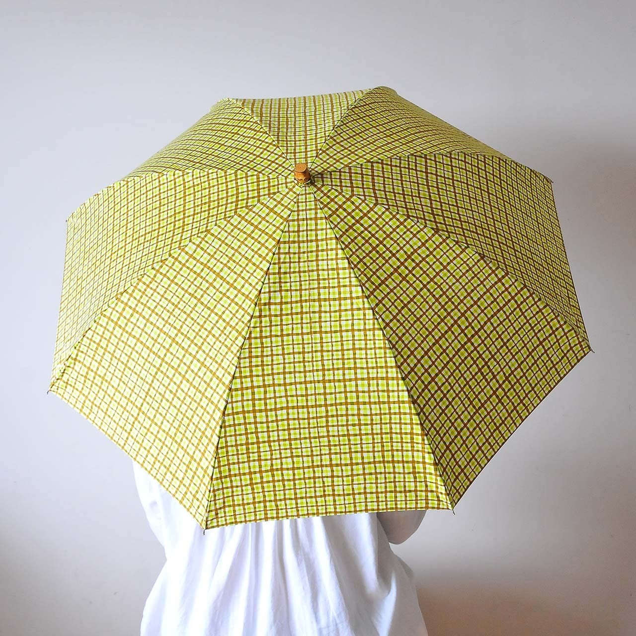 Bon Bon Store折傘（ドローイングチェック・ピスタチオ）晴雨兼用