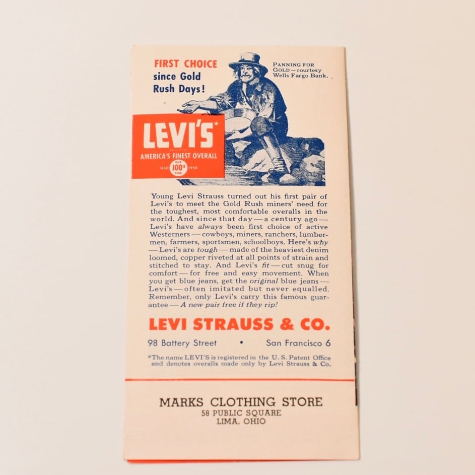 1950 Levi's Advertising Brochure 2 | Button Works Store ボタンワークス