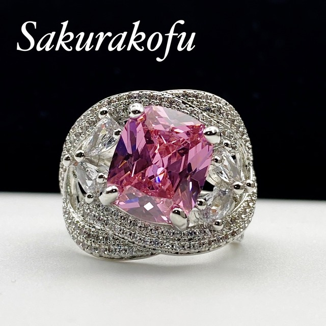 【送料無料】 B014 Cross Ribbon  Pink Sapphire Ring