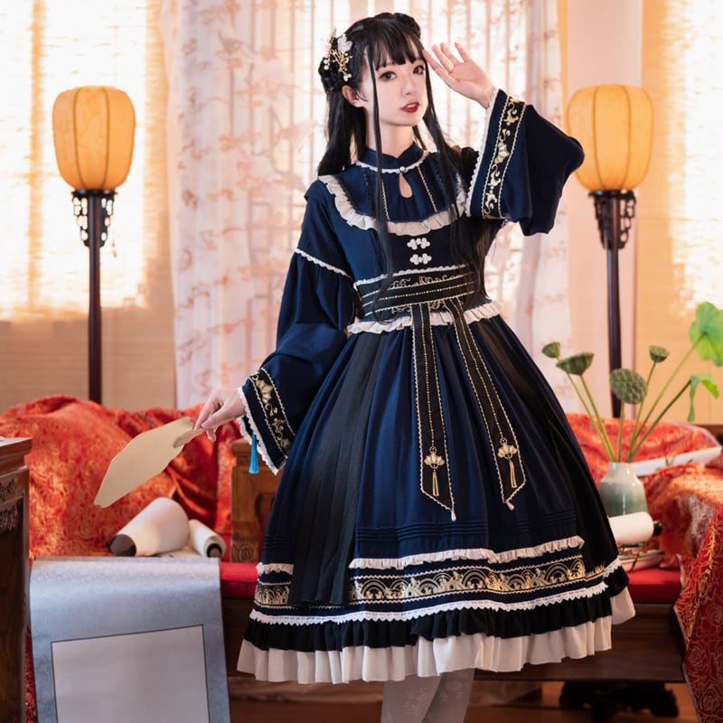 lolita オリジナル 中華風洋服 ロリータ ワンピースドレスコスプレ