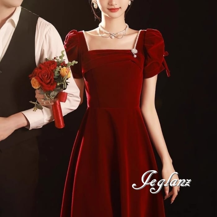 ウエディング カラードレス パール ミニマル ミドル/イブニング(MB585)ζ