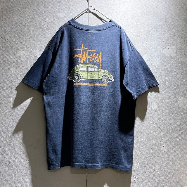 1990s ” STUSSY ” ” Durable Timeless ”printed vintage SS Tee (made in Usa)