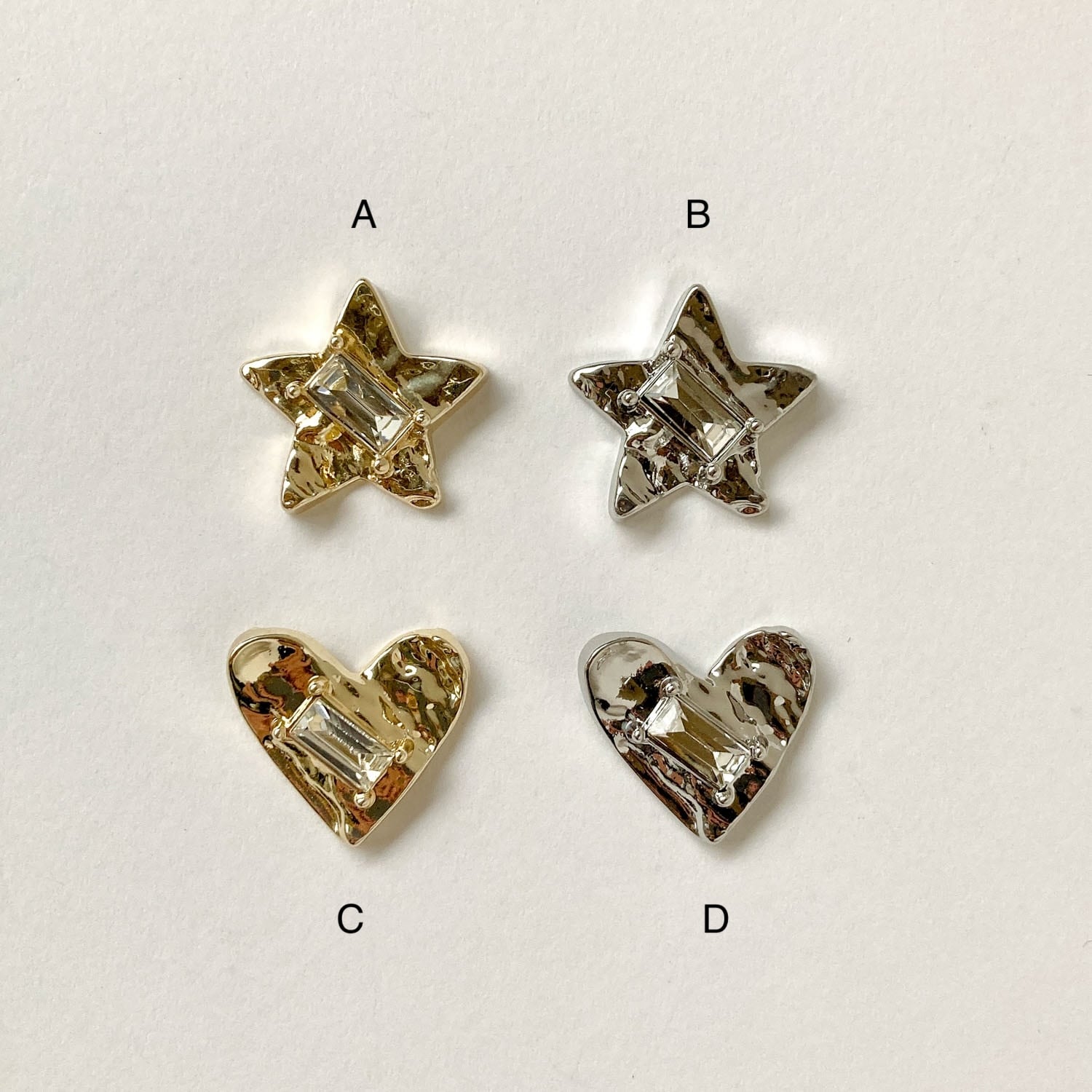 ビジュー付き星とハートのデコパーツ | Dua-アクセサリーパーツショップ