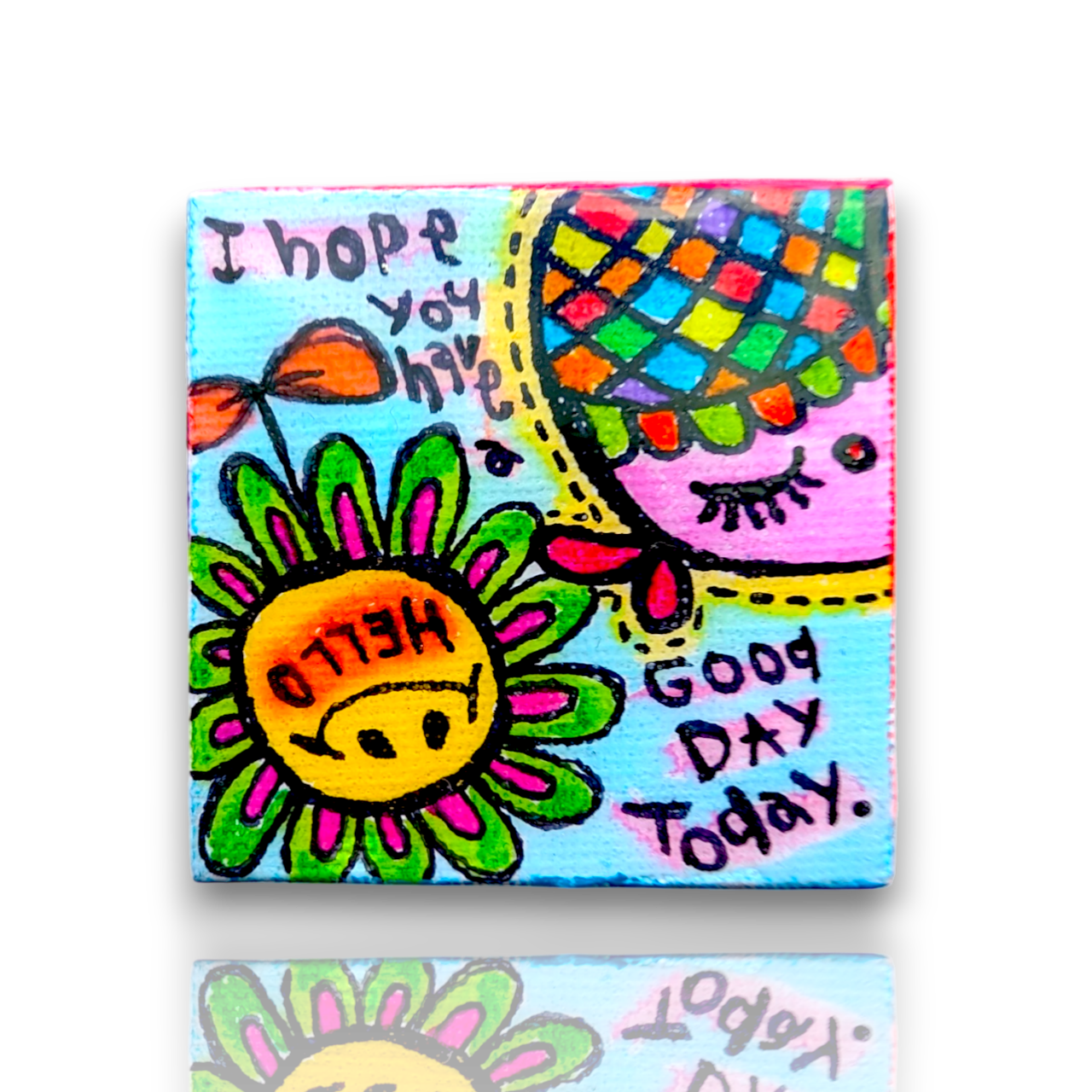 【pipi手書きミニキャンバス ミニイーゼル付き 今日も1日いい日でありますように♡】