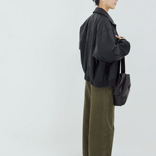 Zip-up  fake leather jacket  T4341