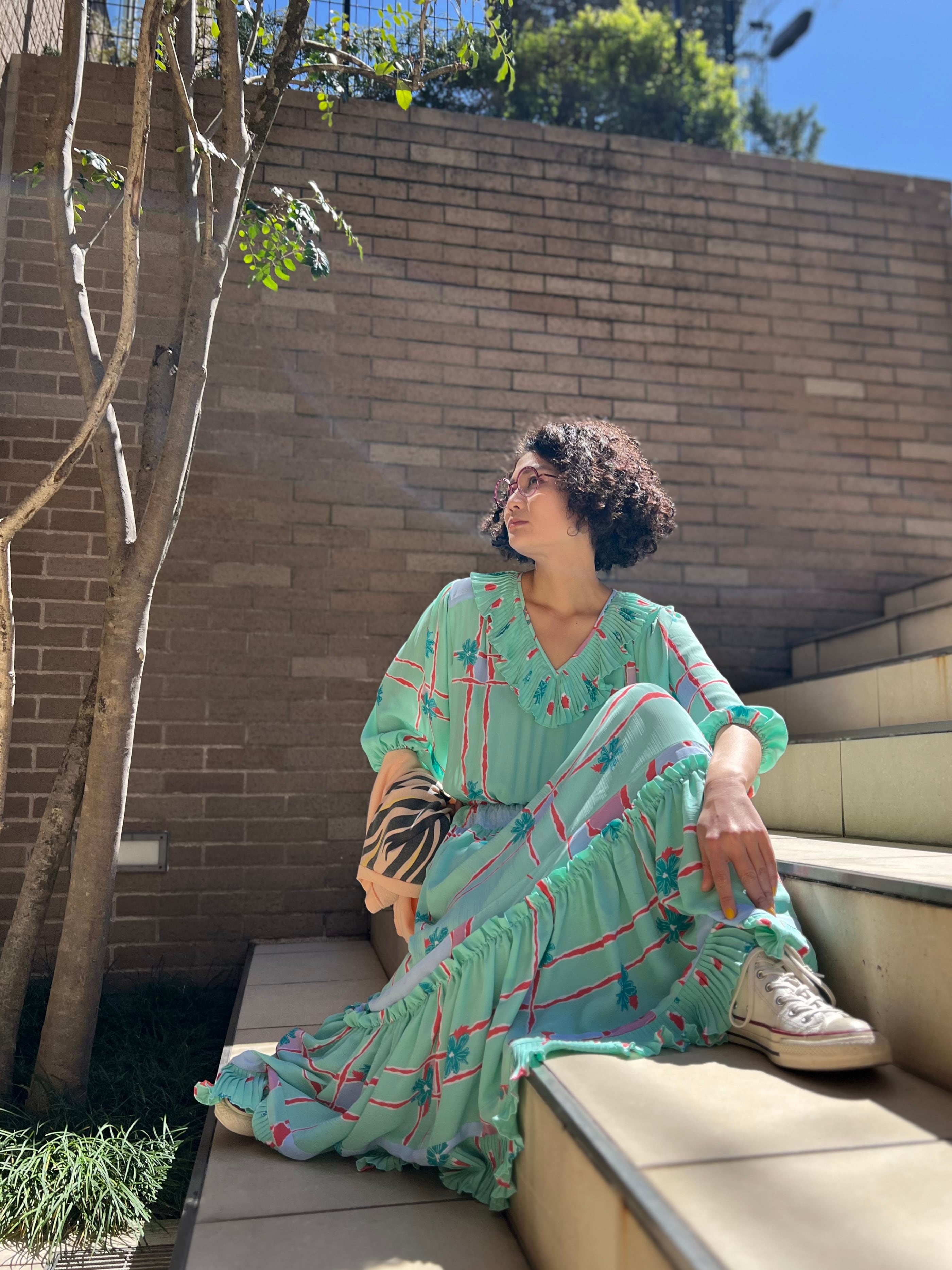 未使用】ワンピース花柄ミントグリーンFAJOTI