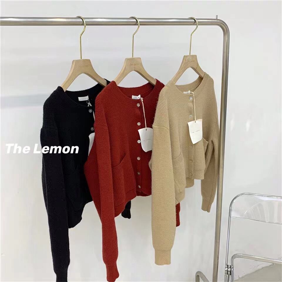 ノーカラーカーディガン